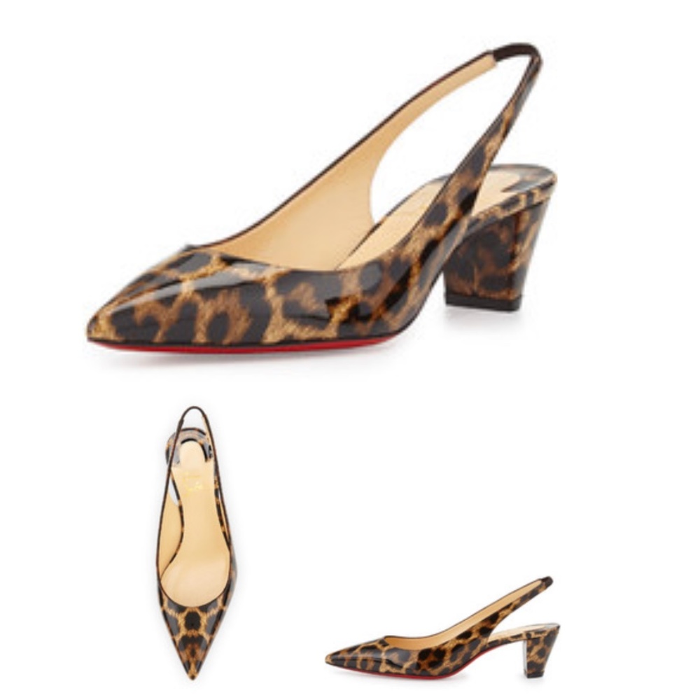 Christian Louboutin Karelli 45mm leopard patent RETAIL $695 ASO SELENA GOMEZ